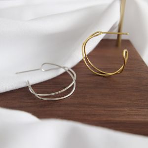 Lanciashow 925 Sterling Silver Jewellery Simple Interweave Twisted Hoop Earrings