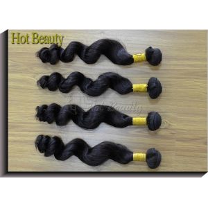 6A Grade Black Virgin Human Hair Extensions Natural Wave Full Head Bundles