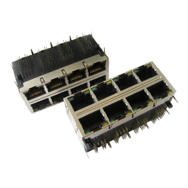 Gigabit Integrated Magnetics RJ45 , Stacked RJ45 Connectors 2x4 Temperature