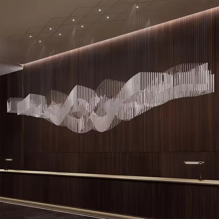 Wedding decoration Stainless steel tube chandelier can be customized contemporary hotel lobby decorated with crystal glass chandelier white chandelier