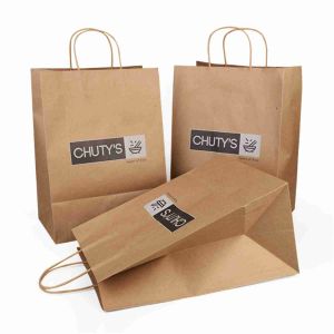 Kuaima Eco Friendly Brown Paper Kraft Bags Bulk Carrier With Twisted Handle