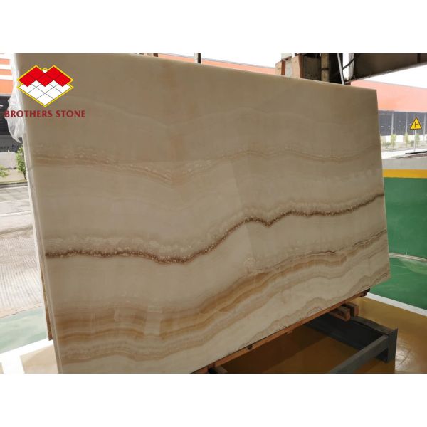 Buy Backlit White Wooden Onyx Book Matched 18mm Jade Onyx Slab at wholesale prices