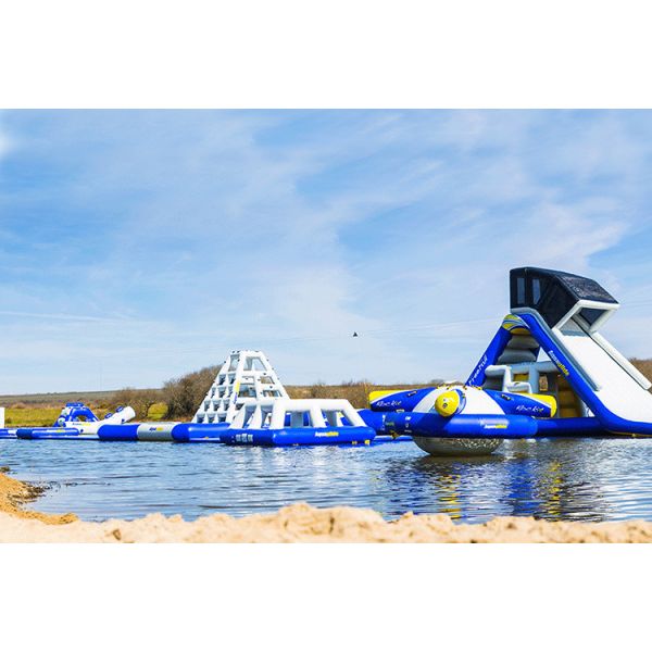Blue Obstacle Course Water Games Inflatable Aqua Park For Luxury Resort