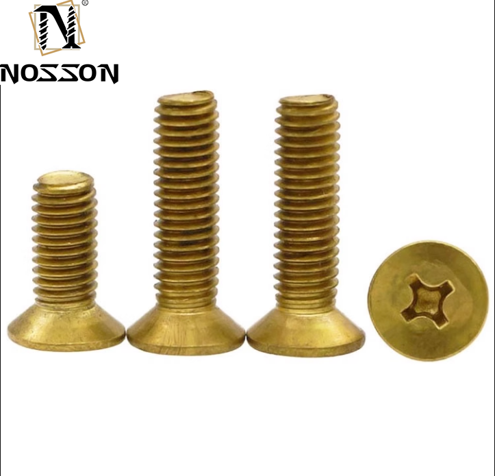 Flat Head Style M2-M8 Brass Phillips Countersunk Machine Screws with Excellent Durability and Plain Finish