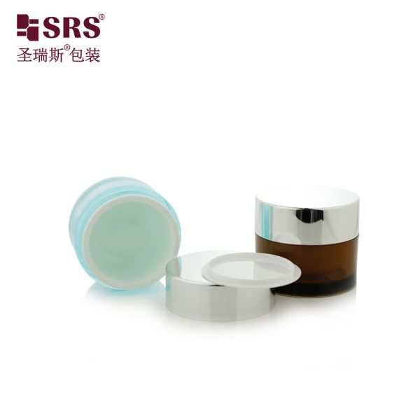 J0210B 30g 50g Round Plastic Double Wall Clear Painted Custom Color Jar Container For Facial Cream