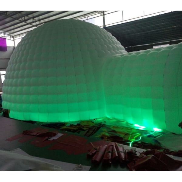 New Design Outdoor Giant Igloo LED Inflatable Dome Tent with 2 Tunnel Entrance Event for Party