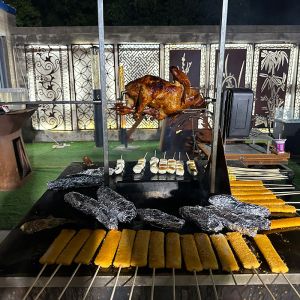 Rust Resistant Square Steel Natural Oxidized Wood Burning BBQ Grill With Slide Out Ash Tray