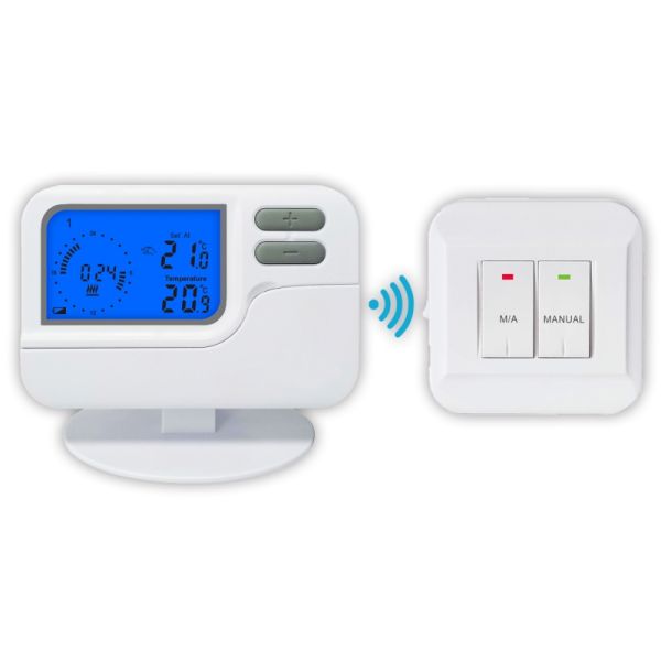 Thermostat 2x AAA 15V Lithium Battery Wireless Room Thermostat 230V RF Thermostat Suitable Conventional Or Boilers Heating Control