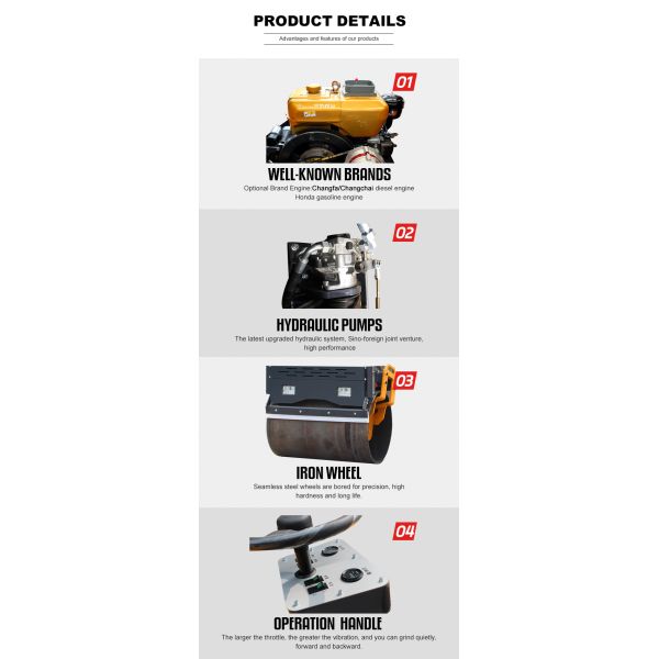 1 Ton 1.5 Ton 3 Ton Mini Vibratory Compactor Asphalt Roller Double Drum Road Roller Diesel Roller