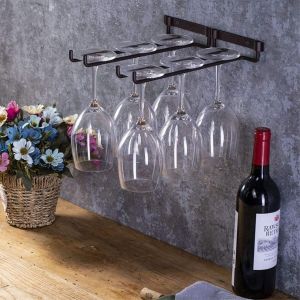 12 Inch Wine Glass Rack 2 Pack Iron Hanging Holder Cup Storage Hanger Wall