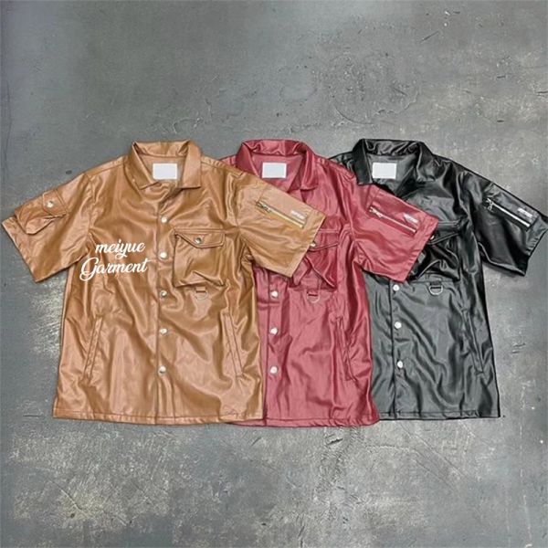 Custom Leather Polo Shirts Shorts 2 Piece Set Sweatsuits Button up Polo T Shirt Drawstring Cargo Shorts Pants Tracksuits for Men