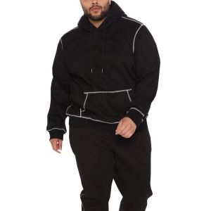 Autumn Windproof Pullover Hoodie Unisex Plain Hoodies Contrast Stitching Top