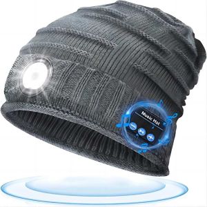 LED Flashlight Music Hat Unisex USB Rechargeable 4 LED Headlamp Cap For Jogging