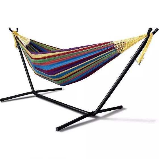 Buy Adjustable Outdoor Folding Hammock Cotton Canvas Folding Stand Hammock at wholesale prices