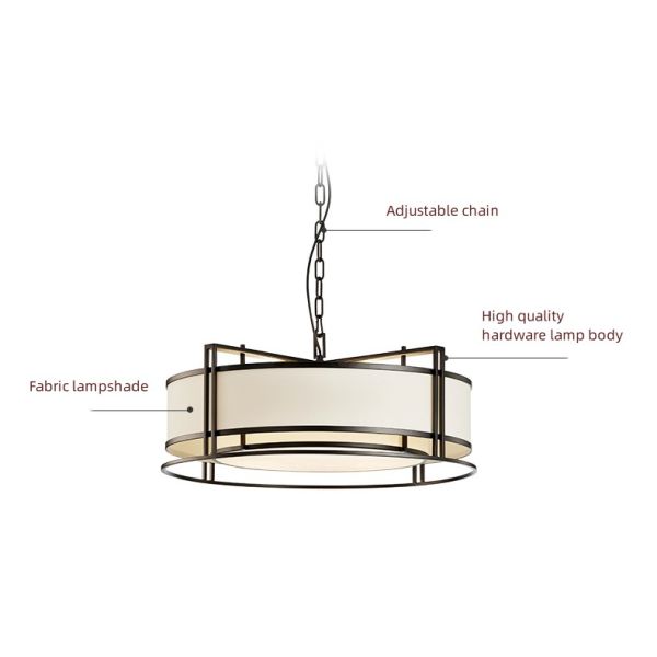 Modern Simple Circular Pendant Light Living Room Bedroom Dining Room Fabric Chandelier