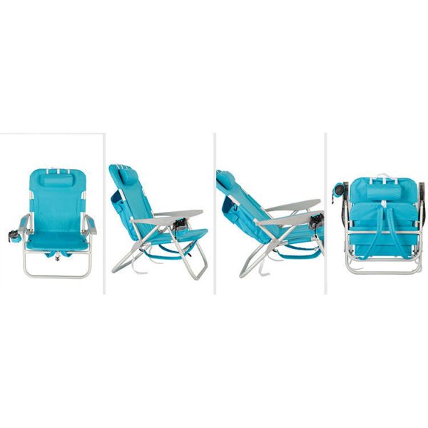 Aluminum Outdoor Folding Beach Chair with Storage Pouch and Traditional Design Style