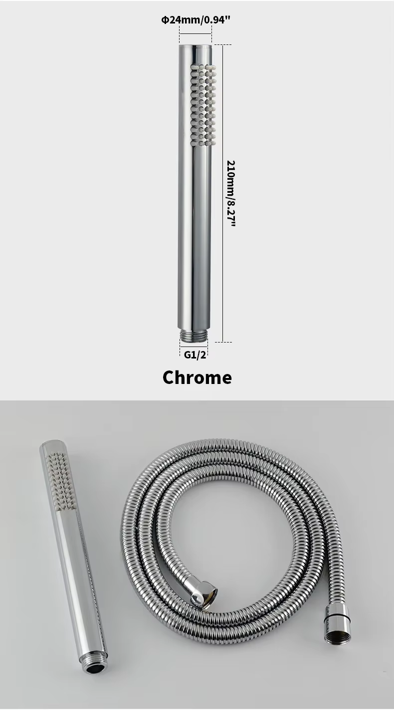 Cylinder-shaped handheld showerhead shower: Spray with a showerhead hose