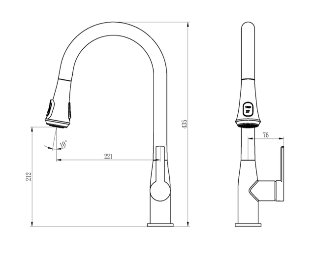 Kitchen Single Lever Sink Mixer Tap With Pull Out Dual Rinsing Spray