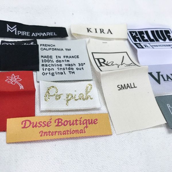 100% Polyester Fabric Woven Clothing Labels garment tags and labels