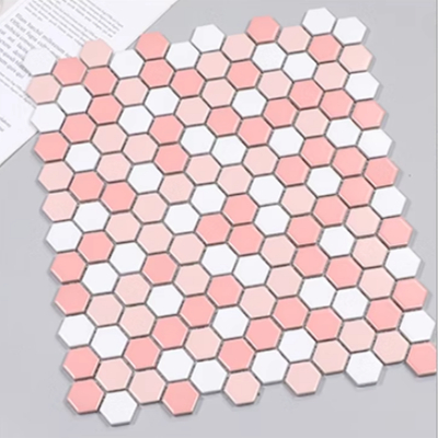 Modern Design Style Pure White Ceramic Hexagon Floor Tile with Honeycomb Glass Mosaic