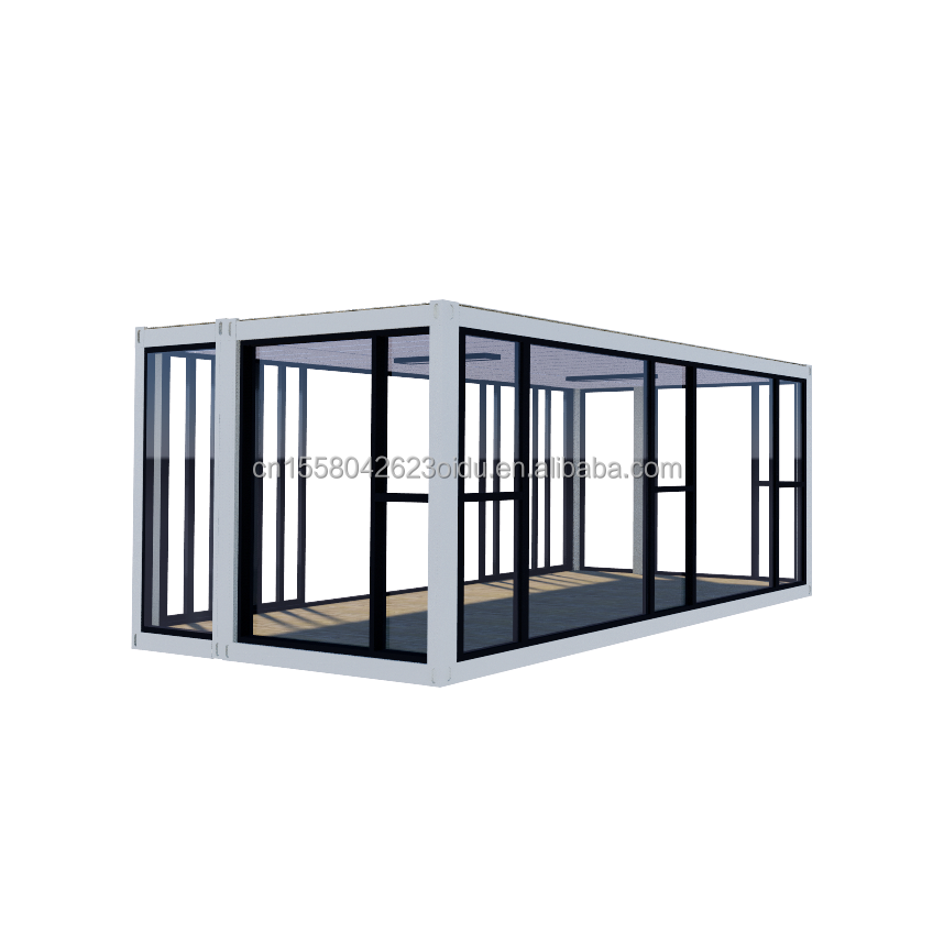 Customized Color 20ft Container Car Exhibition Hall Prefabricated House Folding Aluminum Alloy Tempered Glass Mobile Shop