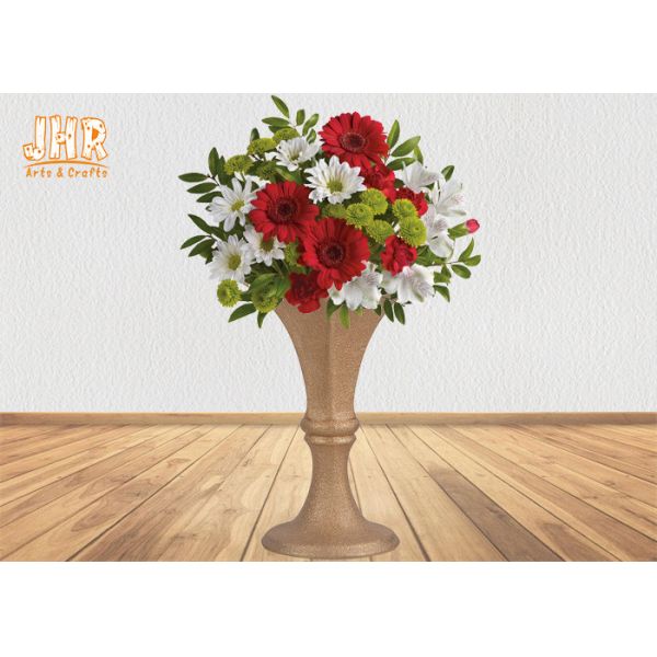 Buy Luxurious Frosted Gold Fiberglass Planters Centerpiece Table Vases For Artificial Flowers at wholesale prices