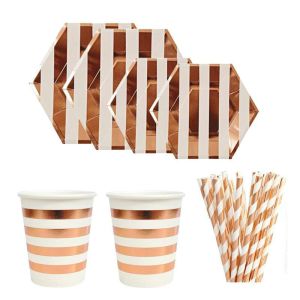 Rose Gold Party Plates And Napkins Cups