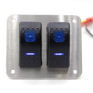 2 Gang Dual LED 5Pins Universal Rocker Switch Panel