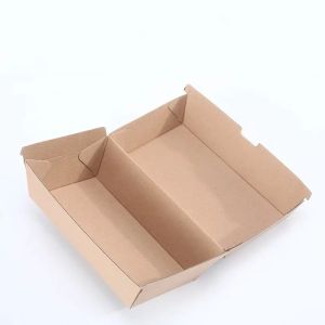 OEM Food Kraft Paper Cardboard Hamburger Boxes Takeaway Packing