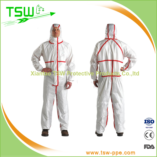 BFE 99.9% Anti Blood Disposable Microporous Coverall With Tape
