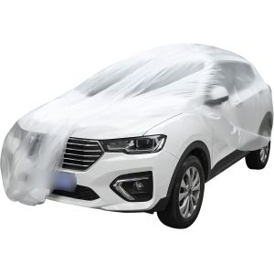 Disposable Car Covers，12.5 x 21.7ft Universal Clear Plastic Car Cover，Disposable