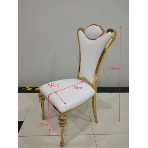 China White Leather 106cm Stainless Steel Leg Dining Chairs on sale