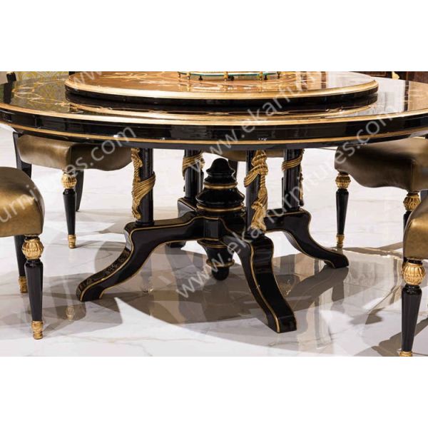 Antique wooden round rotating dining table TN-029N