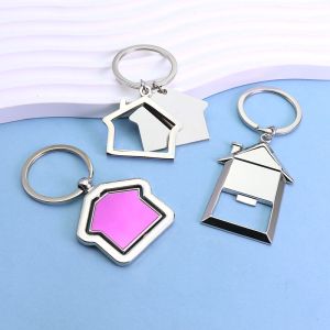 China DIY Sublimation Blank Metal Keychain 3D Shape Rotatable Epoxy Logo Printing Stainless Steel Alloy Key Ring on sale