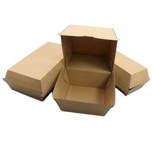 Customized Kraft Paper Burger Box Disposable Food Grade Cardboard Burger