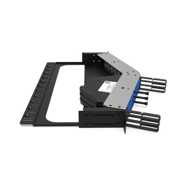 Rongbang RBTX-PP04 1U High Density Frame Hybrid Fiber & Copper Angled Modular Panel for Data Center Enterprise Network