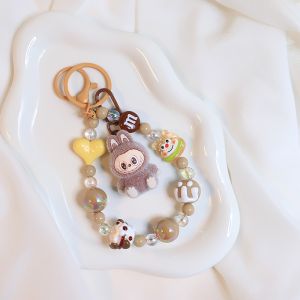 Custom Soft Labubu PVC Keychain Pop Mart Monster Keyring Bag Phone Lanyard