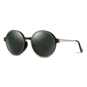 Round Pattern Glass Polarized Sunglasses , Polarized Sunglasses Metal Frame