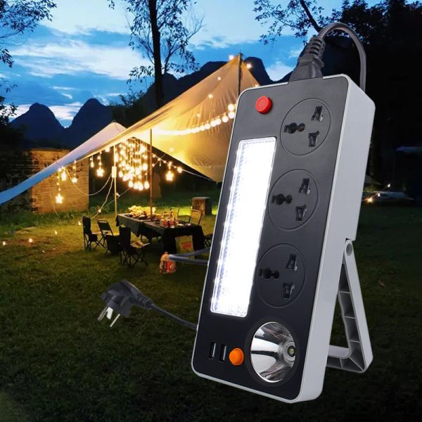 8000K Switch Usb Camping Plug Sockets Rechargeable Home Outdoor With Emergency Light