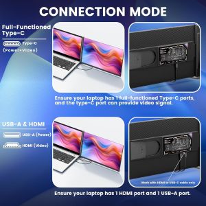 FHD 1080P IPS 15.6" Laptop Screen Extender 120%SRGB HDMI USB A For Windows Mac