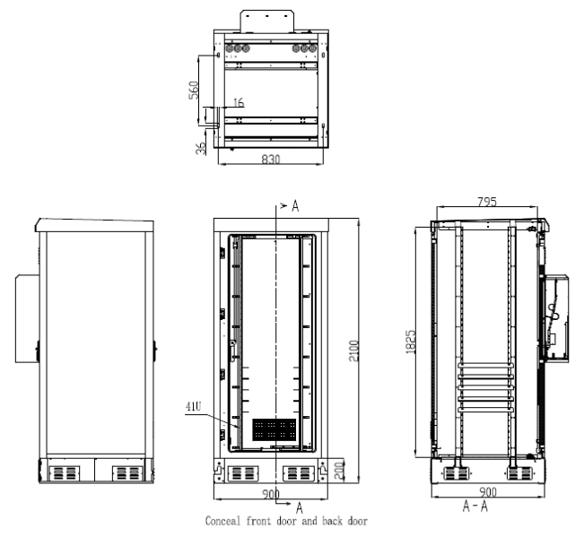 1500W Cooling 40U Telecommunication Outdoor Telecom Cabinet