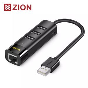 USB2.0/100Mbps Ethernet Adapter + 3 Port USB 2.0 Hub Black Expand Connectivity with Speed and Convenience