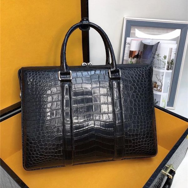 Authentic Crocodile Belly Skin Businessmen Large Laptop Briefcase Genuine Exotic Alligator Leather Male Working Handbag