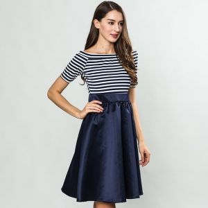 2019 newest style woman fashion dress with satin skirt