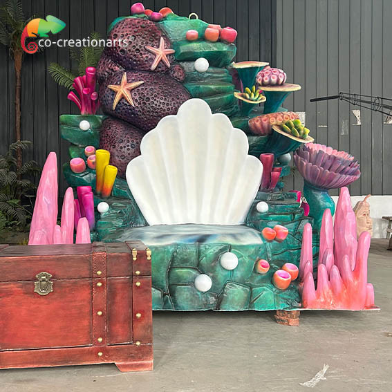 Customized Fiberglass Animatronic Artificial Throne Ocean Decoration For