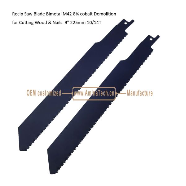 Recip Saw Blade Bimetal M42 8% cobalt Demolition for Cutting Wood & Nails 9" 225mm 10/14T,Power Tools