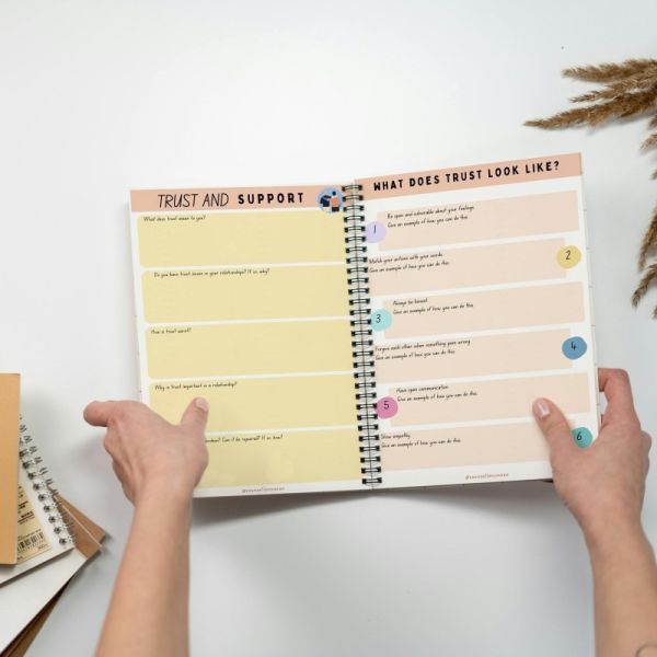 A5 Spiral Hardcover Notebook with Bold Color Scheme and Embossed Design Technique