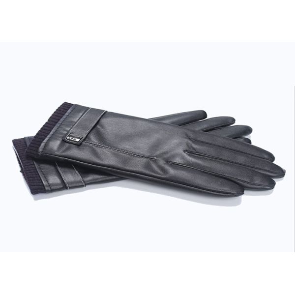 Thick Mens Leather Gloves Touch Screen Jacquard Technology CE Approved
