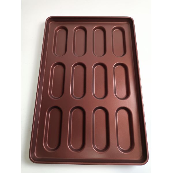 400x600mm 12 Cavity PTFE Hot Dog Bun Baking Pan evenly heated