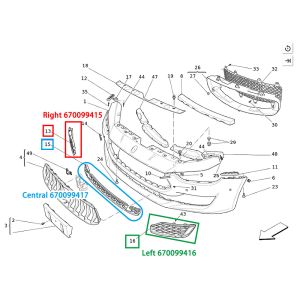 For Maserati Ghibli 2018-2023 Front Bumper Lower Grille Left & Right & Central
